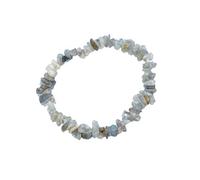 Taddart Minerals - Bracelet vert et bleu en pierre précieuse naturelle labradorite montée sur fil de nylon élastique - Fait à la main.