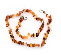 Taddart Minerals Collier à éclats orange et blanc en pierre précieuse naturelle cornaline de 45 cm de long - Fabriqué à la main, Laiton, Citrine