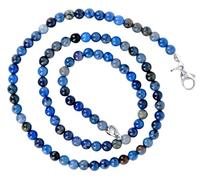 Taddart Minerals - Collier bleu en pierre précieuse naturelle de dumortiérite avec boules de 4 mm et longueur de 45 cm - Fait main, dumortiérite, Dumortiérite