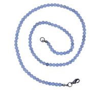 Taddart Minerals - Collier bleu gris en calcédoine naturelle avec boules de 4 mm et 45 cm de long - Fait main, Calcédoine