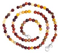 Taddart Minerals - Collier coloré en pierre précieuse naturelle Mookait avec boules de 4 mm et 45 cm de longueur - Fait main, Mookait, Mookait.