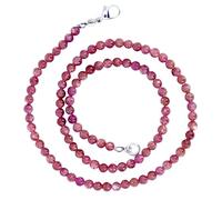 Taddart Minerals - Collier en pierre précieuse naturelle lépidolite avec boules de 4 mm et 45 cm de longueur - Fait main, Lépidolite, Lépidolite