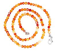 Taddart Minerals - Collier orange blanc en cornaline naturelle avec boules de 4 mm et longueur 45 cm - Fait main, Cornaline, Citrine
