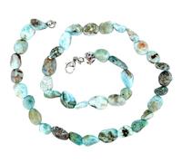 Taddart Minerals Collier pépites bleu clair en larimar naturel Longueur 45 cm Fabriqué à la main, Gemme