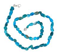 Taddart Minerals Collier pépites bleues en pierre précieuse naturelle Apatite Longueur 45 cm Fabriqué à la main, Gemme