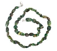 Taddart Minerals Collier pépites vertes en pierre précieuse naturelle séraphinite, longueur 45 cm, fait main, Gemme