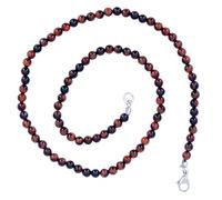 Taddart Minerals Collier rouge marron en pierre précieuse naturelle œil de tigre avec boules de 4 mm et 45 cm de longueur - Fait main