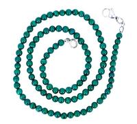 Taddart Minerals - Collier vert en malachite naturel avec boules de 4 mm et 45 cm de longueur - Fait main, Malachite, malachite
