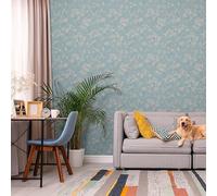 TADESSI Papier peint Lenni Fleurs M1-No.11083 | Non tissé | Bleu | Beige 10,05 m x 0,53 m
