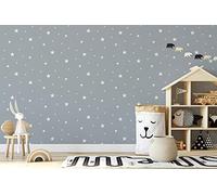 TADESSI Papier peint pour chambre d'enfant M1-No.60 Papier peint intissé Gris avec étoiles pour salon, chambre à coucher, cuisine
