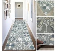 Tadi & Imperio1979 873 Tapis de Sol en Vinyle hydraulique avec Bleu, Or et Argent, pour Couloir pour Salon, Cuisine, Chambre à Coucher ou Moquette, Vinyle hydraulique