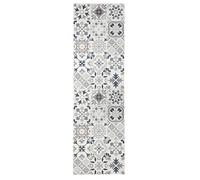 Tadi & Imperio1979 ALHAMBRA-02 Tapis Vinyle hydraulique en Carreaux réalistes, pour Salon, Couloir, Cuisine et Moquette sur Mesure, Couleur Beige avec Tons Bleu, doré et Orange