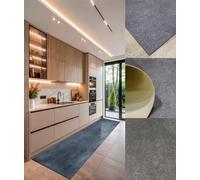 Tadi & Imperio1979 Tapis en Vinyle Gris, Effet Ciment, Lisse, pour Cuisine, Couloir, 50 x 180 cm, Gris