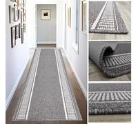 Tadi & Imperio1979 Tapis Long antidérapant pour Couloir, Cuisine, entrées de Couleurs Taupe et Anthracite, Lavable en Machine et à la Main.