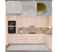 Tadi & Imperio1979 Tapis Long en PVC uni - Beige Effet Ciment - pour Couloir, Chemin, Cuisine et Nettoyage Facile - 65 x 260 cm - Beige