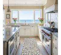 Tadi & Imperio1979 Tapis Long en Vinyle numérisé, Coquillages, Plage - Différentes Tailles - Moderne Cuisine, Couloir, Salon, Salle à Manger, Sol en PVC (50 x 400 cm, Coquillages)