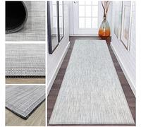 Tadi & Imperio1979 Tapis Long en Vinyle tressé pour Couloir, Cuisine ou Chambre à Coucher, Couleur Ivoire Argent Haute résistance avec Dos en PVC antidérapant (Twist feston 1019)