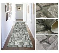 Tadi & Imperio1979 Tapis Vinyle pour Salon, Cuisine, Salon, entrée, Salle de Bains ou Chambres avec Envers en PVC antidérapant, Design numérique de Pierres Grises, Beiges et Mousse