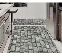 Tadi & Imperio1979 Tapis vinylique pour Salon, Cuisine, séjour, entrées, salles de Bain ou Chambres avec Envers PVC antidérapant Design numérique de Pierres Grises Beige avec Mousse