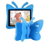 Tading Enfant Coque pour iPad 7e génération, iPad 10.2 2019, résistante aux Chocs, Coque de Protection intégrale avec béquille pour iPad 7e génération 10,2" - Mignonne Le Papillon, Bleu.
