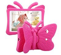 Tading Enfant Coque pour iPad 7e génération, iPad 10.2 2019, résistante aux Chocs, Coque de Protection intégrale avec béquille pour iPad 7e génération 10,2" - Mignonne Le Papillon, Rose