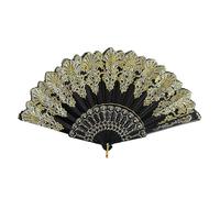 Tadipri Fans Eventail Mariage Eventail Japonais Eventail Pliant Ventilateur Bois Tissus Poche Pliante Demoiselles Cadeaux Mariage Fête Decorer Danse Fête(Black)