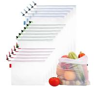 Tadoiooy 16PCS Reusable Produce Bags Washable 3 Size See Through Mesh Produce Bags with Drawstring for Vegetables, Fruit, Grocery