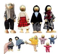 Tadoiooy Dollhouse People 9 Familles Familles Poupées en Bois Poséable Migne Doll House Personnes Personnes Set Fitend Play Doll for Girls Boys Kids Dollhouse Accessories Toy, décoration intéri