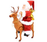 Tadoiooy Santa Doll on Rendeer Cute & Fun Red Plastic Santa Toys Electric Creative Statue Elemy & Chic Musical for Kids Christmas House Decors, Christmas Decorations