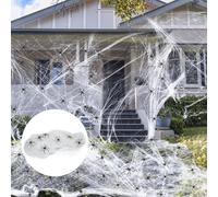 Tadpolez DéCoration en Toile D'AraignéE pour La FêTe d'halloween-Toile D’AraignéE 200g Blanc avec 60 Fausses AraignéEs Noires - DéCorations pour IntéRieur ExtéRieur Jardins Maisons HantéEs Et FêTes
