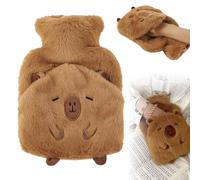 Tadpolez Peluche Bouillotte Eau Chaude Capybara 1L - Bouillotte Doudou Chaude Amovible pour Main/Ventre/Cou - Bouillotte Enfant et Adulte Anti-fuite - Idéal Voyage(Kaki Foncé)