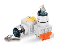 TADZKKIWM Interrupteur Rotatif à clé 2P/3P, Position 22 mm, LAY37-11Y2 20Y3, 10 A, Bouton-Poussoir, NO/NF, Quatre bornes à vis, autobloquant(Silver Contact,3P 2NO)