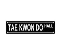 TAE KWON DO HALL Plaque de rue en métal pour bar, café, garage, grotte, maison, salle de bain, ferme, jardin, porche, terrasse, 40,6 x 10,2 cm