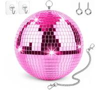 Taechalingo Boule disco rose de 20 cm, boules disco avec anneau suspendu, boule disco pour fêtes, boule disco à suspendre, boule de miroir, pour décoration de fête, bar, mariage, anniversaire et club