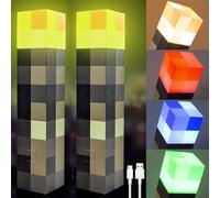Taechalingo Lot de 2 torches murales - Lampe torche artisanale avec 4 couleurs - Rechargeable par USB - Lampe de chevet 3D pour enfants - Pour cosplay, jouets, cadeaux