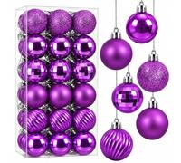 Taeku Boules de Noël, 36Pcs 4cm Incassables Décorations Sapin Noel Festives Christmas Baubles avec Crochets pour la Noël Fêtes Mariage (Violet)