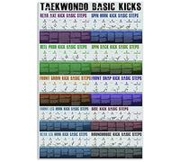 Taekwondo Basic Kicks Zhongji Gunshu Knowledge Plaque en métal Vintage Arts Martiaux Club Décor Guide des mouvements Affiche en étain Hobbyist Maison Bureau Chambre Décoration murale Plaque 12x16 pouc