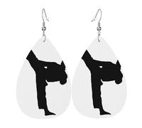 Taekwondo Boucles d'oreilles en cuir pour femme - Boucles d'oreilles pendantes en forme de larme - Parfaites pour les fêtes et accessoires de costume, taille unique, cuir, sans pierre précieuse