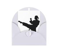 Taekwondo Carte de vœux saisonnière pour arts martiaux avec enveloppe blanche pour toutes les occasions Thanksgiving, Noël, anniversaire, mariage, fiançailles, cartes de notes