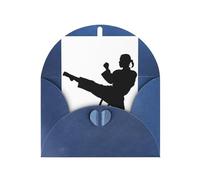 Taekwondo Carte de vœux saisonnière pour arts martiaux avec enveloppe bleue pour toutes les occasions Thanksgiving, Noël, anniversaire, mariage, fiançailles, cartes de notes