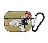 Taekwondo Design Coque pour AirPod Pro, anti-rayures en polycarbonate rigide avec porte-clés, accessoires pour AirPod Pro 2e/1ère coque pour homme et femme, style noir