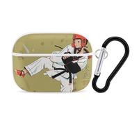 Taekwondo Design Coque pour AirPod Pro, anti-rayures en polycarbonate rigide avec porte-clés, accessoires pour AirPod Pro 2e/1ère coque pour homme et femme, style blanc