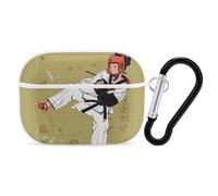 Taekwondo Design Coque pour AirPods Pro avec anneau porte-clés - Coque rigide en polycarbonate pour AirPods Pro 2e génération pour homme et femme - Facile à ouvrir - Style blanc