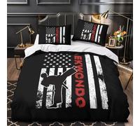 Taekwondo Fighter Parure de Lit Microfibre Résistante 3D Effet 3 Pièces 2 Taies Super Douce mial s Housse de Couette Hypoallergique Entretien Facile for Hommes Enfants Super king（260x220cm）