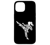 Taekwondo Girl High Kick Floral Arts Martiaux Femmes Karaté Coque pour iPhone 15