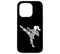 Taekwondo Girl High Kick Floral Arts Martiaux Femmes Karaté Coque pour iPhone 15 Pro