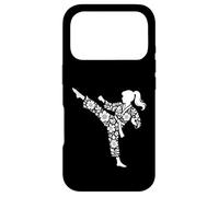 Taekwondo Girl High Kick Floral Arts Martiaux Femmes Karaté Coque pour iPhone 17 Pro