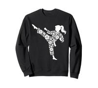 Taekwondo Girl High Kick Floral Arts Martiaux Femmes Karaté Sweatshirt