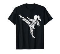 Taekwondo Girl High Kick Floral Arts Martiaux Femmes Karaté T-Shirt