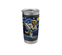 Taekwondo Golden Retriever Art Coréen Tae Kwon Do Dog Gobelet isotherme en acier inoxydable double paroi
